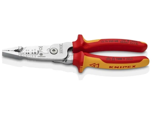 Knipex 13 76 200 ME, Beskyttende isolering, 290 g, Rød, Rustfrit stål, Gul
