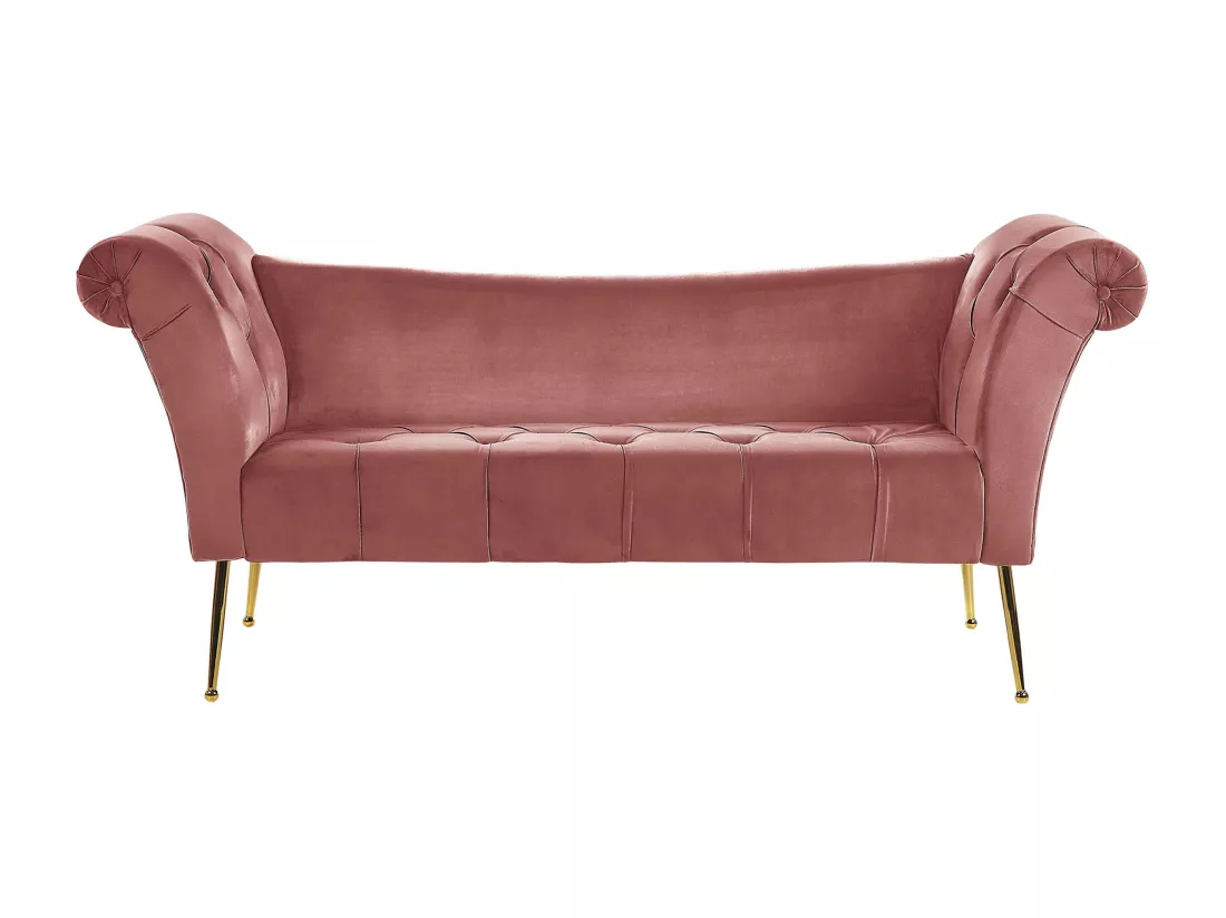 Chaise longue en velours rose NANTILLY
