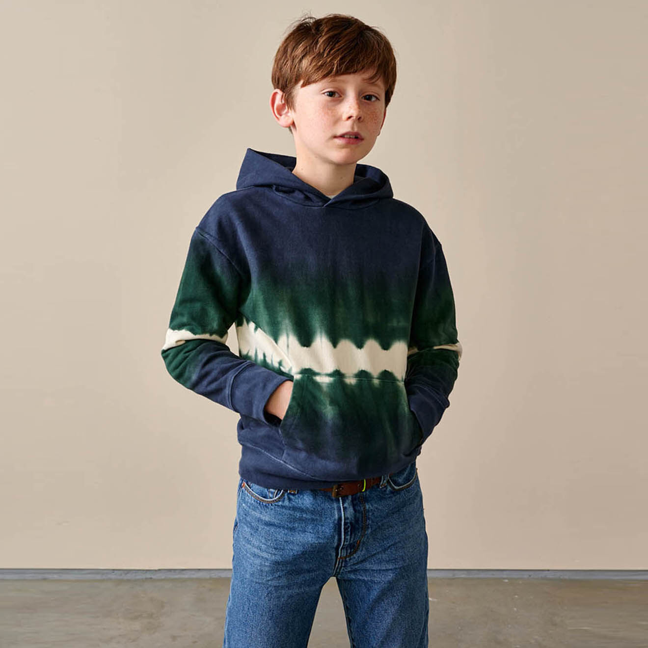 Bellerose Sweat Bincho en Coton organique tie & dye marine/vert