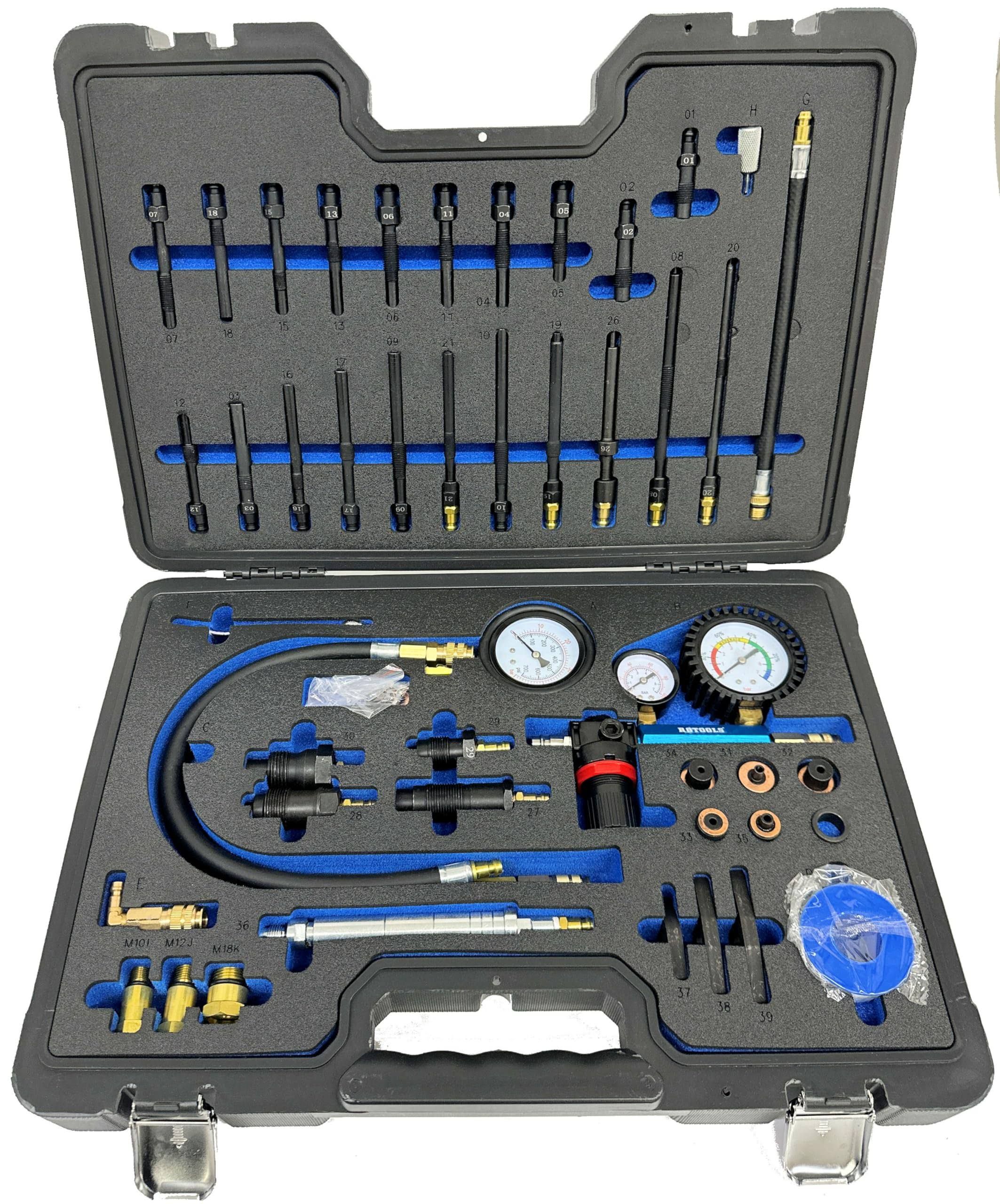 rotools Kompressionstester Druckverlustprüfer für Benzin u. Dieselmotoren PKW LKW 1525