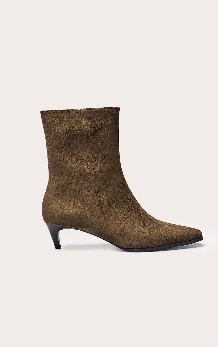 Vert Olive Bottine À Talon Chaton En Synthétique