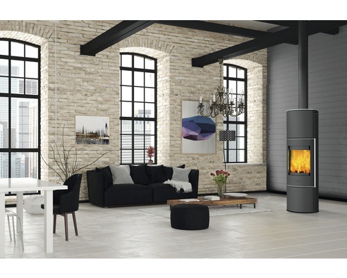 Perondi RLU stalen zwarte houtkachel, 5 kW met glazen afdekking