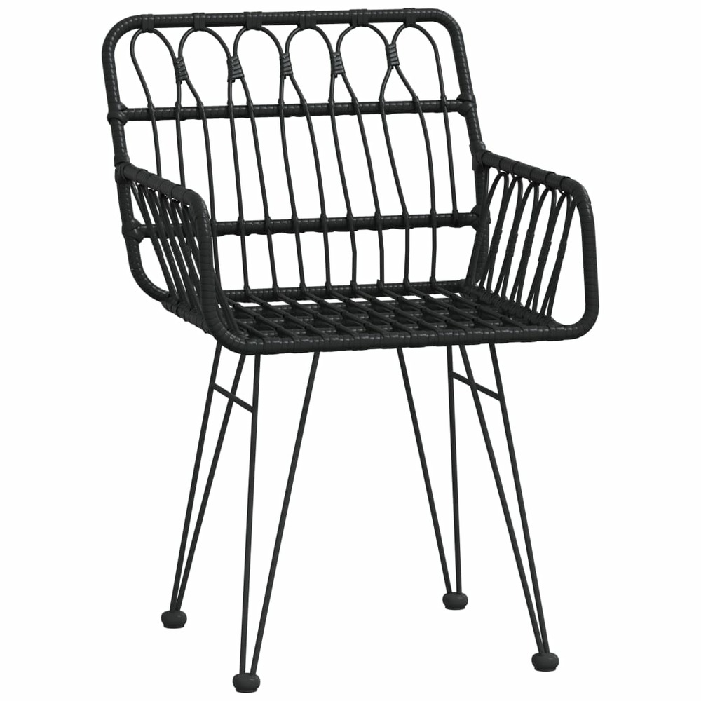 Mobilier à dîner de jardin 5 pièces noir résine tressée