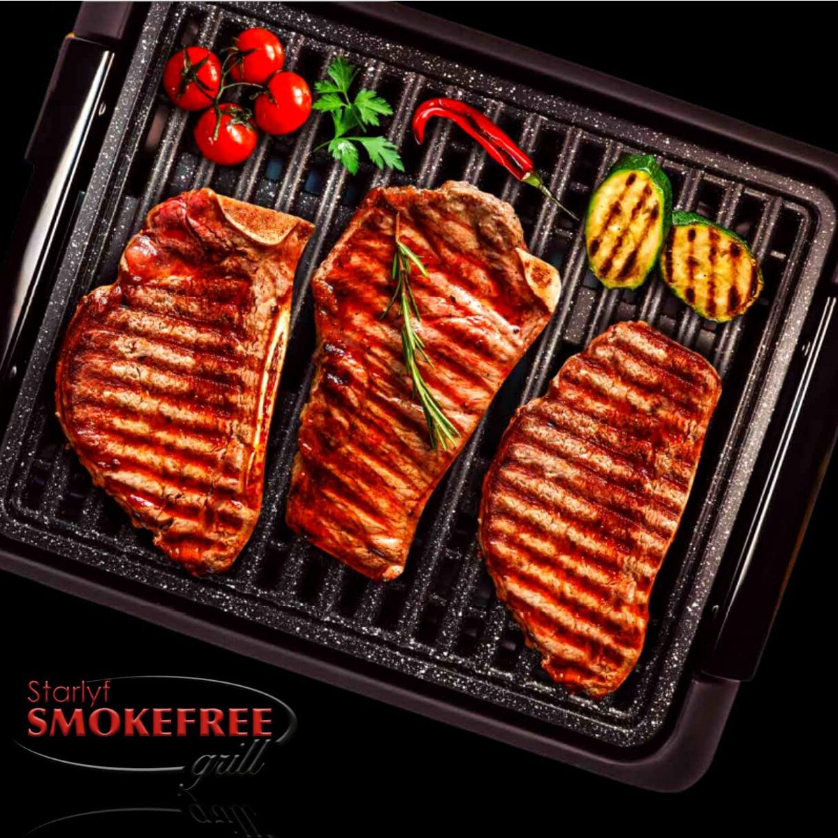 Starlyf® elektrischer Tischgrill - Elektrogrill - regelbares Thermostat Smokefree Grill