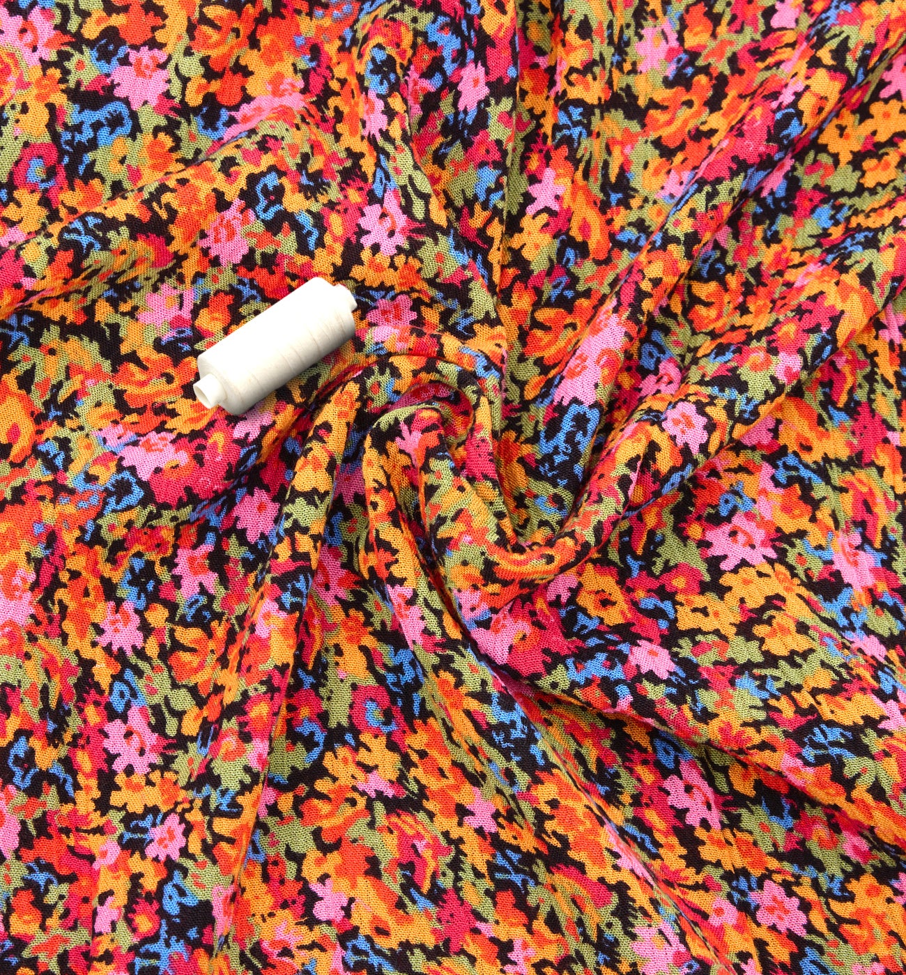 Coupon de 3 m viscose crinkle - Imprimé orange