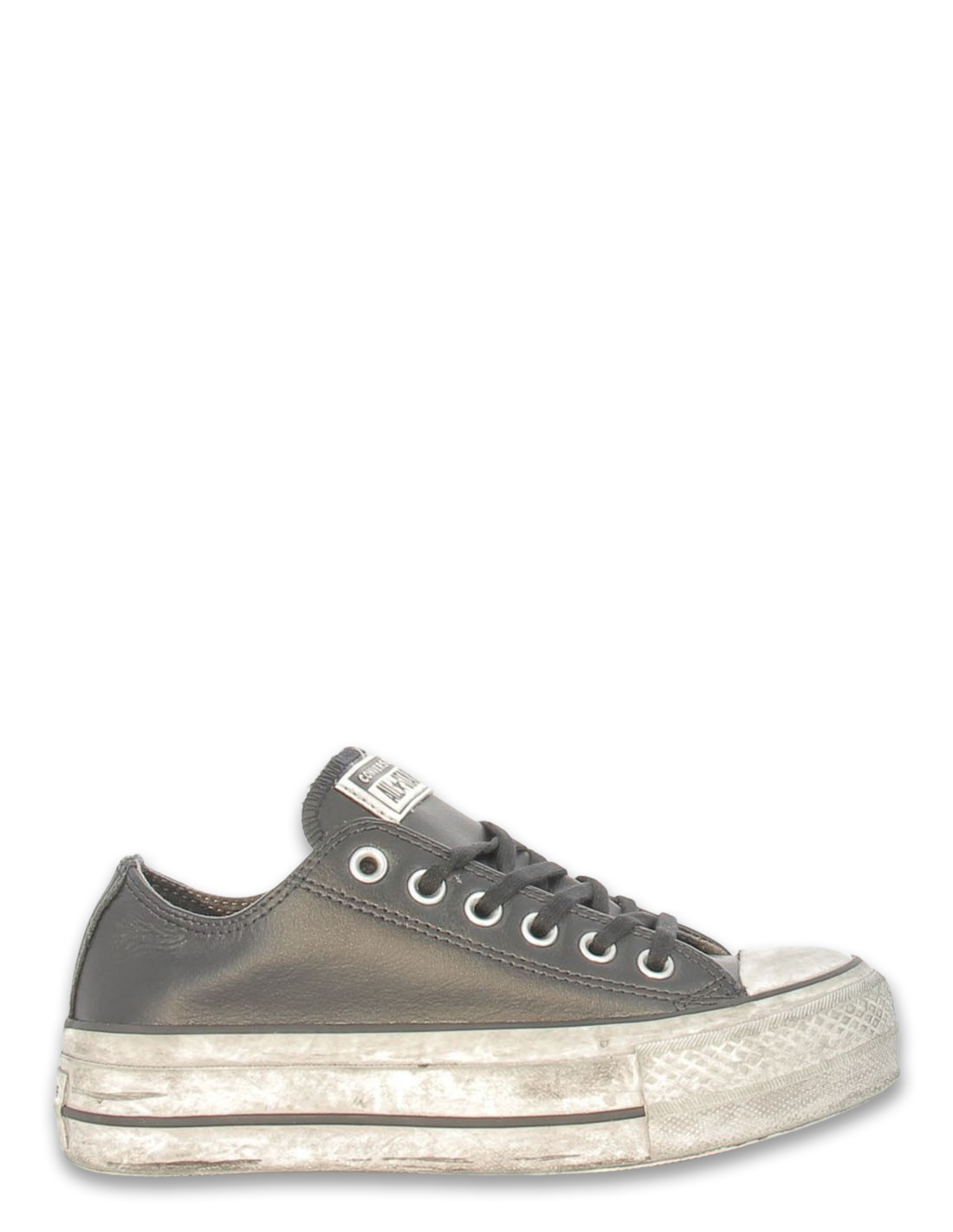 converse sneakers compensées basses femme lift leather ox cuir noir effet vieilli