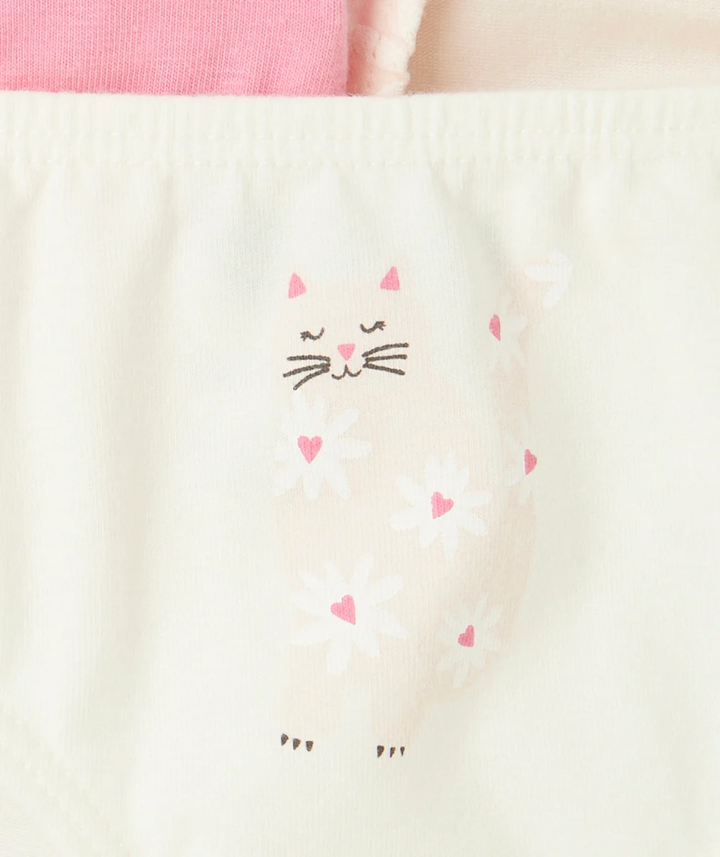 LOT DE 3 CULOTTES FILLE EN COTON BION ROSE ET BLANC