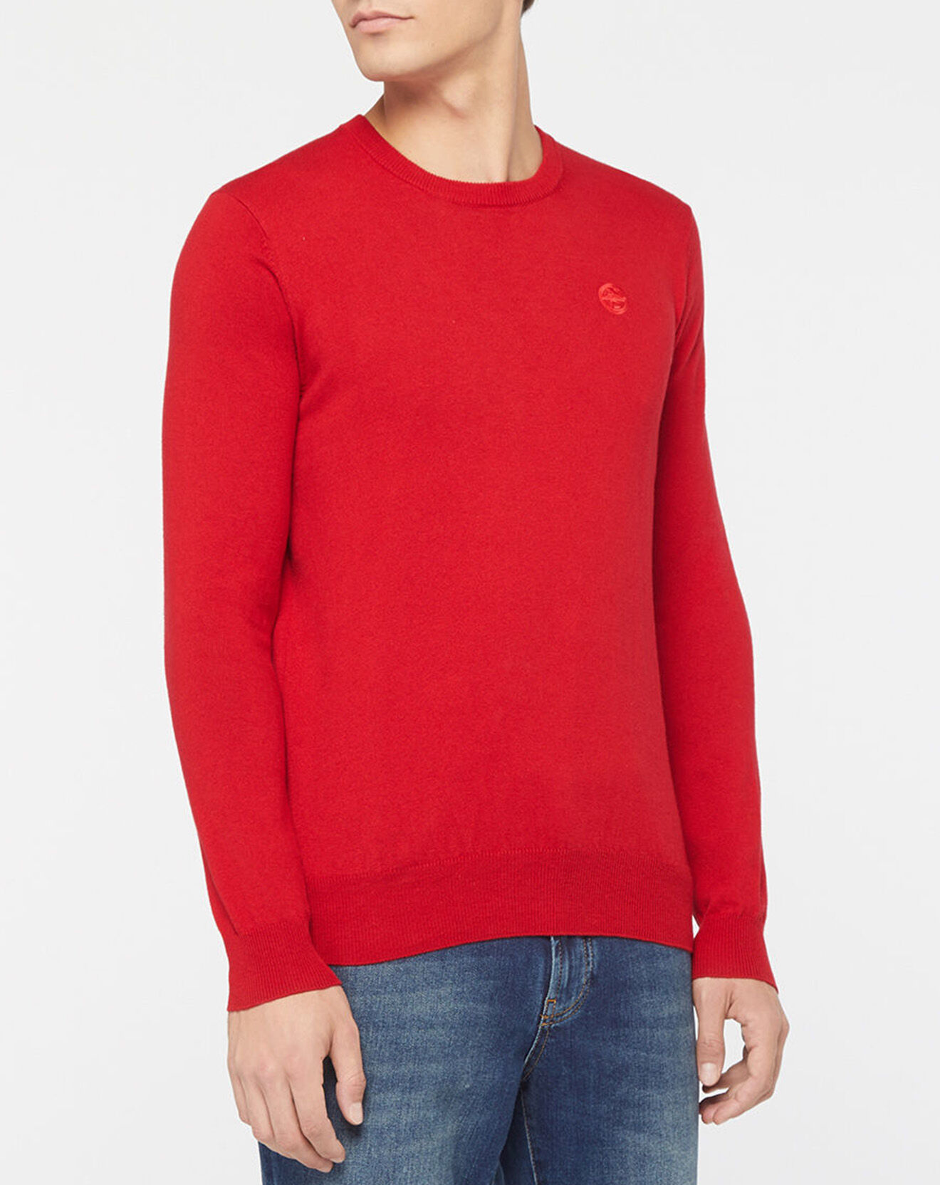 North Sails Pull en Coton Bio & Laine col rond rouge