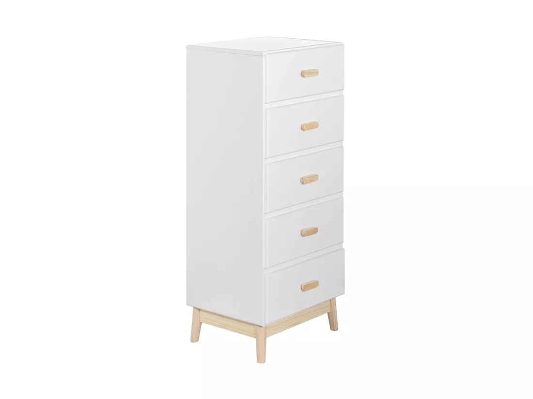 Commode Mobili Rebecca Myristica 115x50x40 MDF Pin Blanc Marron Scandinave À Monter