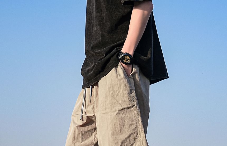 Urtishia - Effen cargoshorts met trekkoordtaille