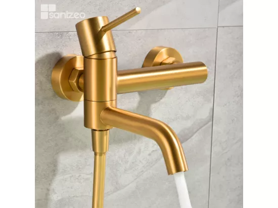 Mitigeur de Baignoire et Douche anti-calcaire Or Brossé IMEX MONZA BDM039-4OC