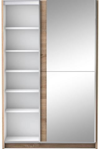 Licht-Eikenstructuur - Kastonderdeel - Zilverkleurige Grepen - Wit Binnendecor