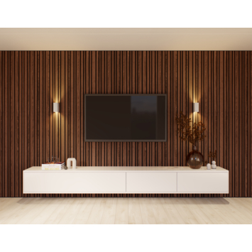 Lattenwand Decowall Acoustic Blend walnoot, combinatie van verschillende  breedtes, 260x30cm, 2 stuks (1.56m2)