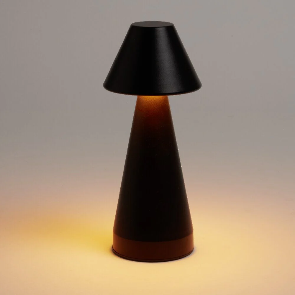Lampe de table Conni USB tactile noire Ø9,5xH22,5cm
