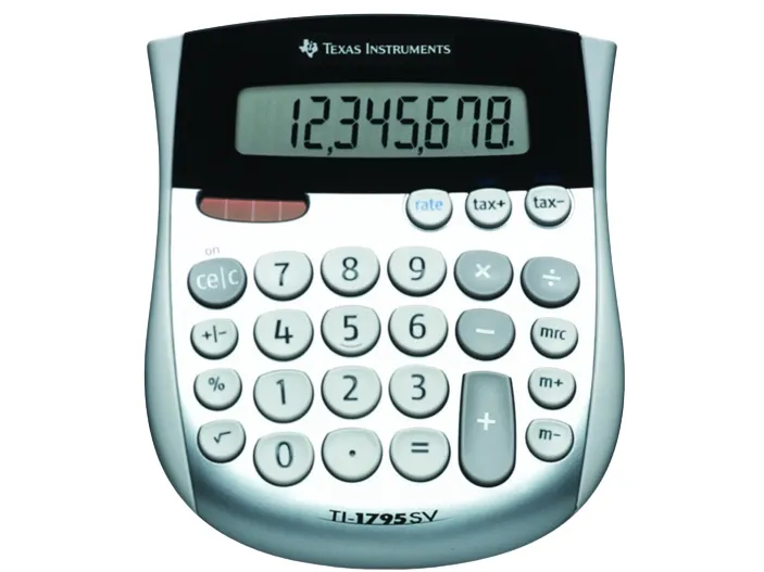 Regnemaskine Texas Instruments TI-1795 SV med 8 cifre - solpanel, batteri, bordmodel
