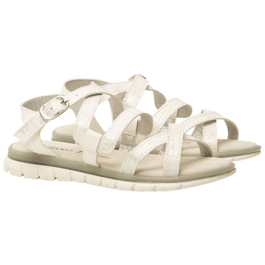 Nu-pieds blancs à brides brillantes pour fille - Blanc