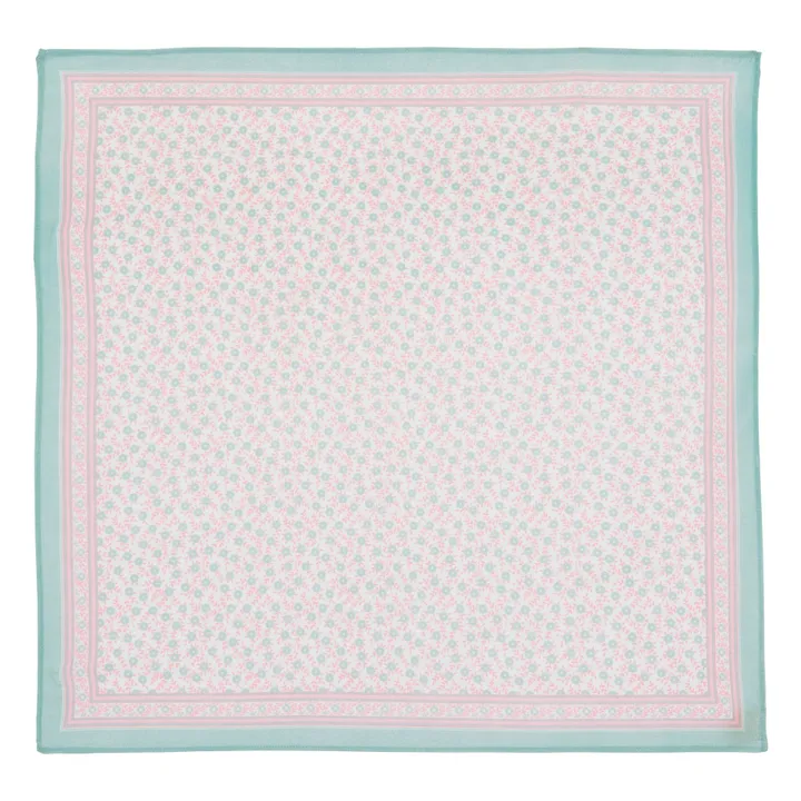 Bonton Foulard Fleuri 50 cm | Vert d'eau