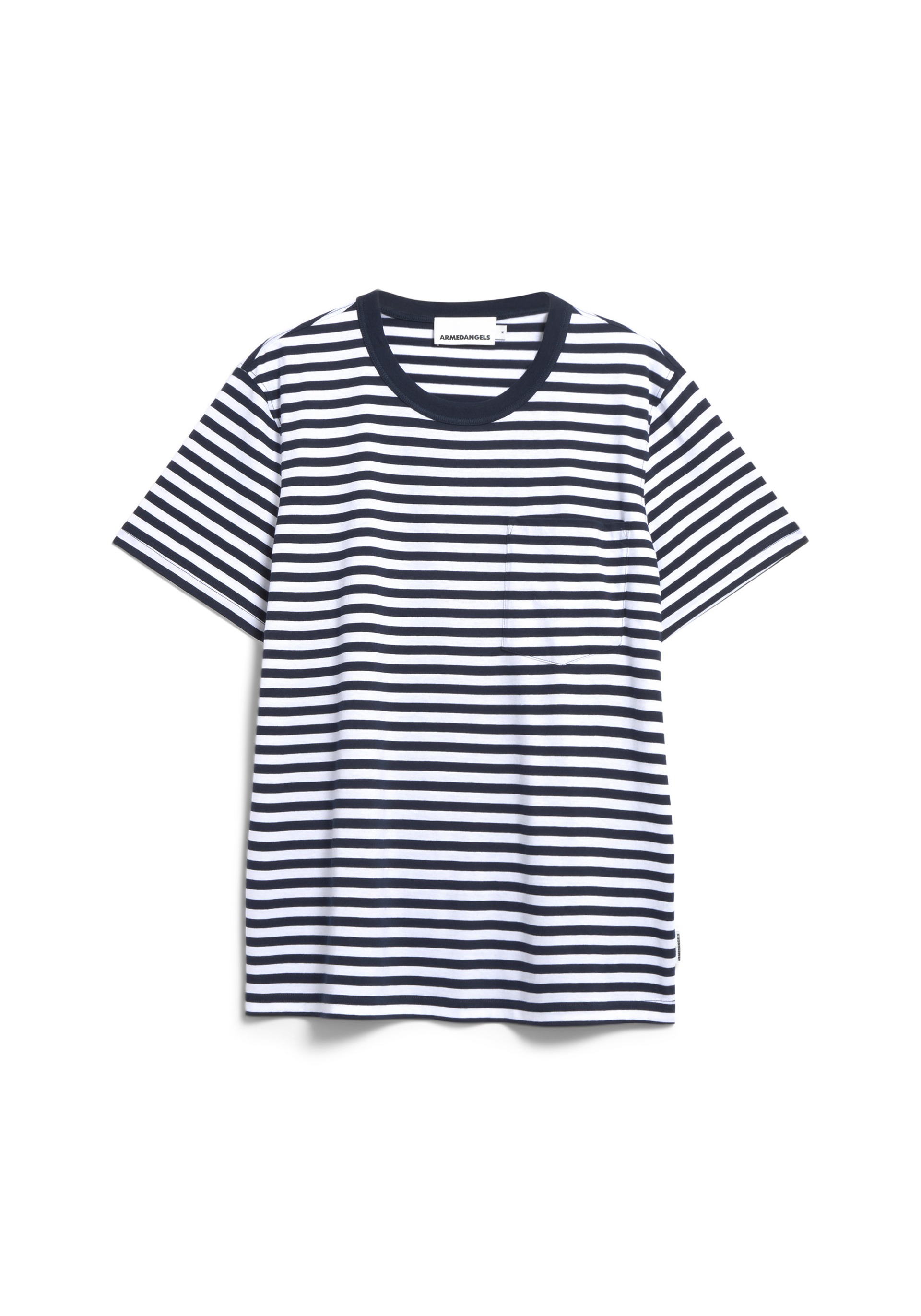 Armedangels T-Shirt Maarkos Pocket Stripes Night Sky-Broken White