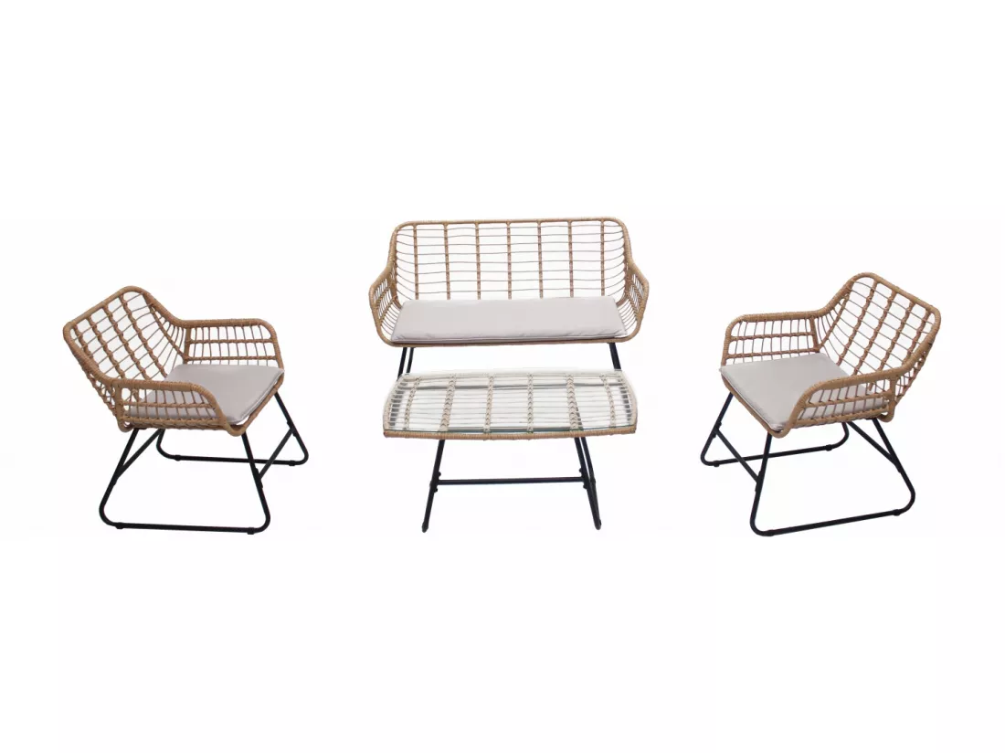 Salon de jardin 4 places en rotin PAREA