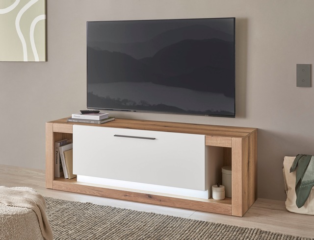 INOSIGN Lowboard »Brixen, moderner TV-Schrank, Kommode in Eiche Evoke Dekor mit Weiss« Metallgriffe, ausreichend Stauraum, vielseitig einsetzbar