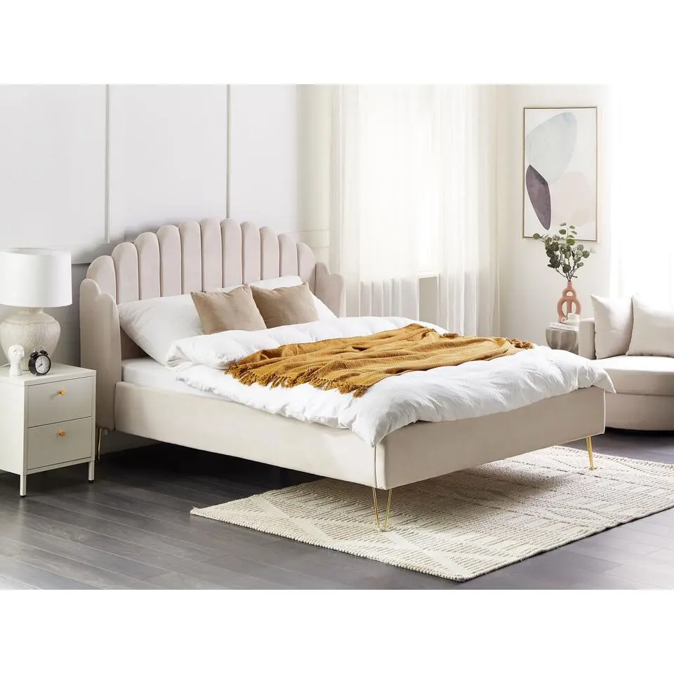 AMBILLOU - Bed - Lichtbeige - 160 x 200 cm - Polyester