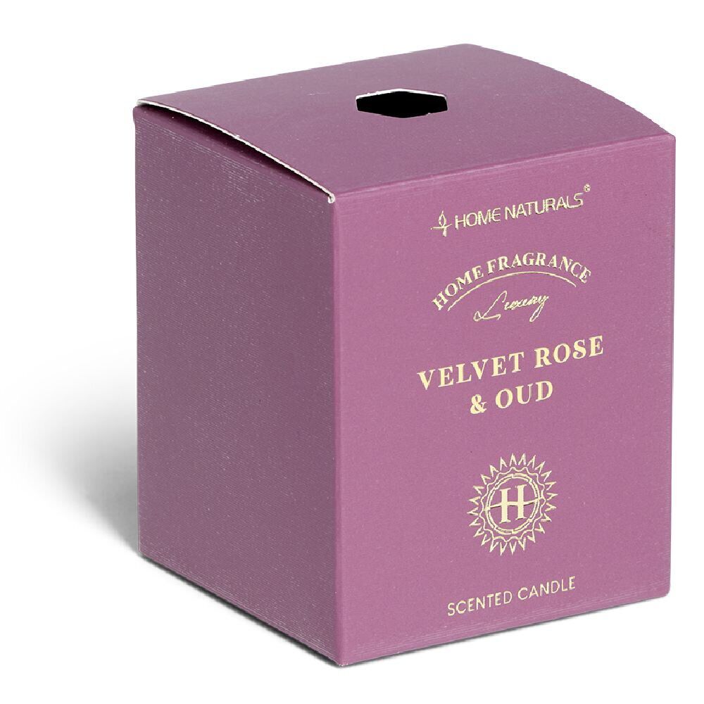 Bougie senteur rose et oud dans pot en verre Ø6,4xH7,9cm rose