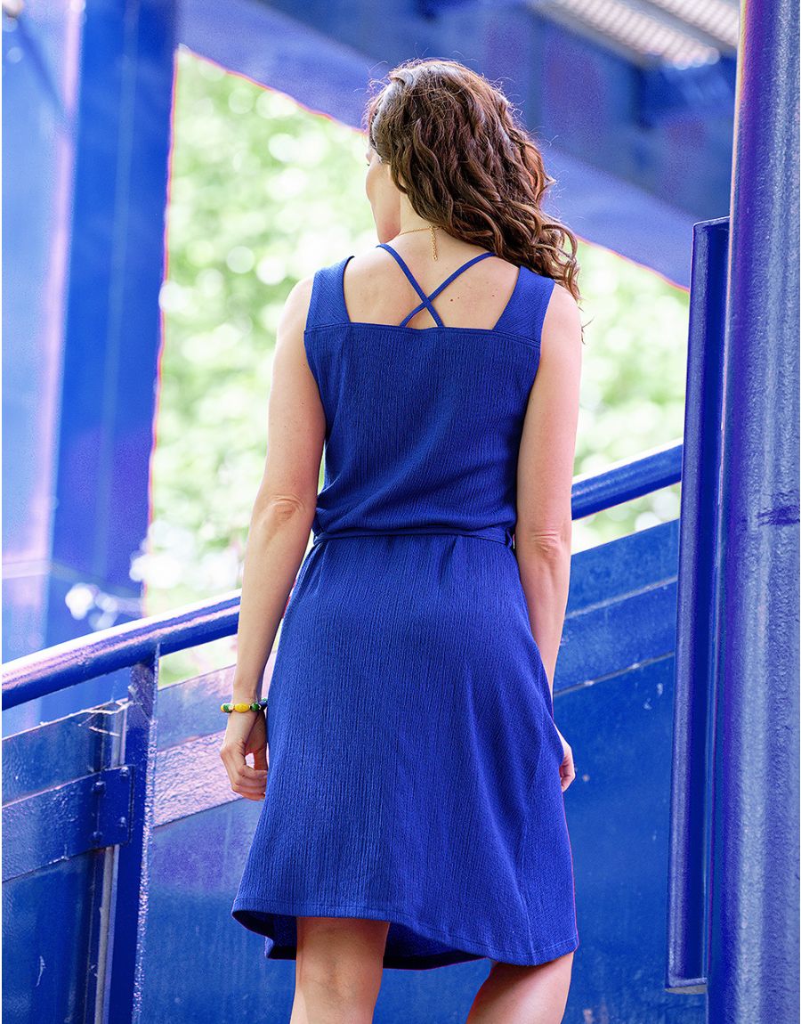 Robe crépon marine