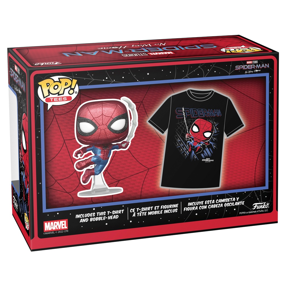 POP! Vinylfigur 1160 & T-Shirt: Marvel Spider-Man No Way Home Spider-Man (T-Shirt: Erwachsenengröße Medium)