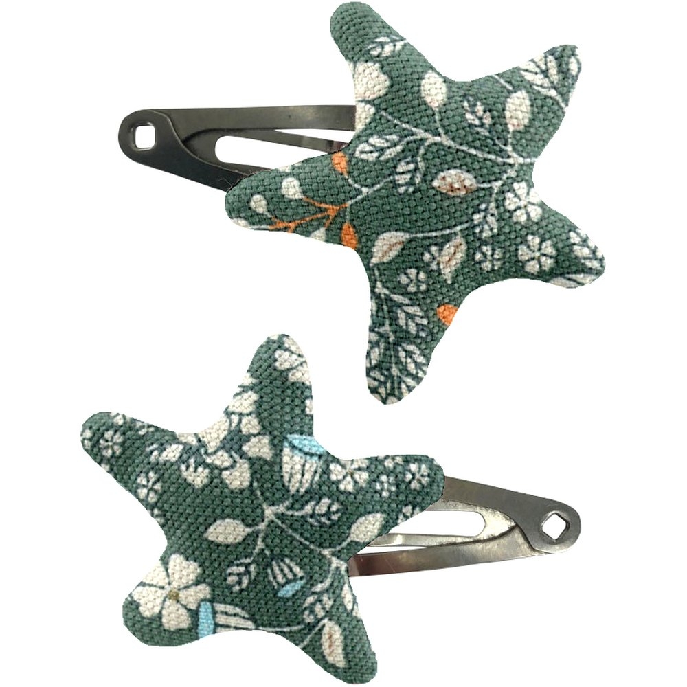 Barrettes Clic-Clac Étoile Fleuri Kaki
