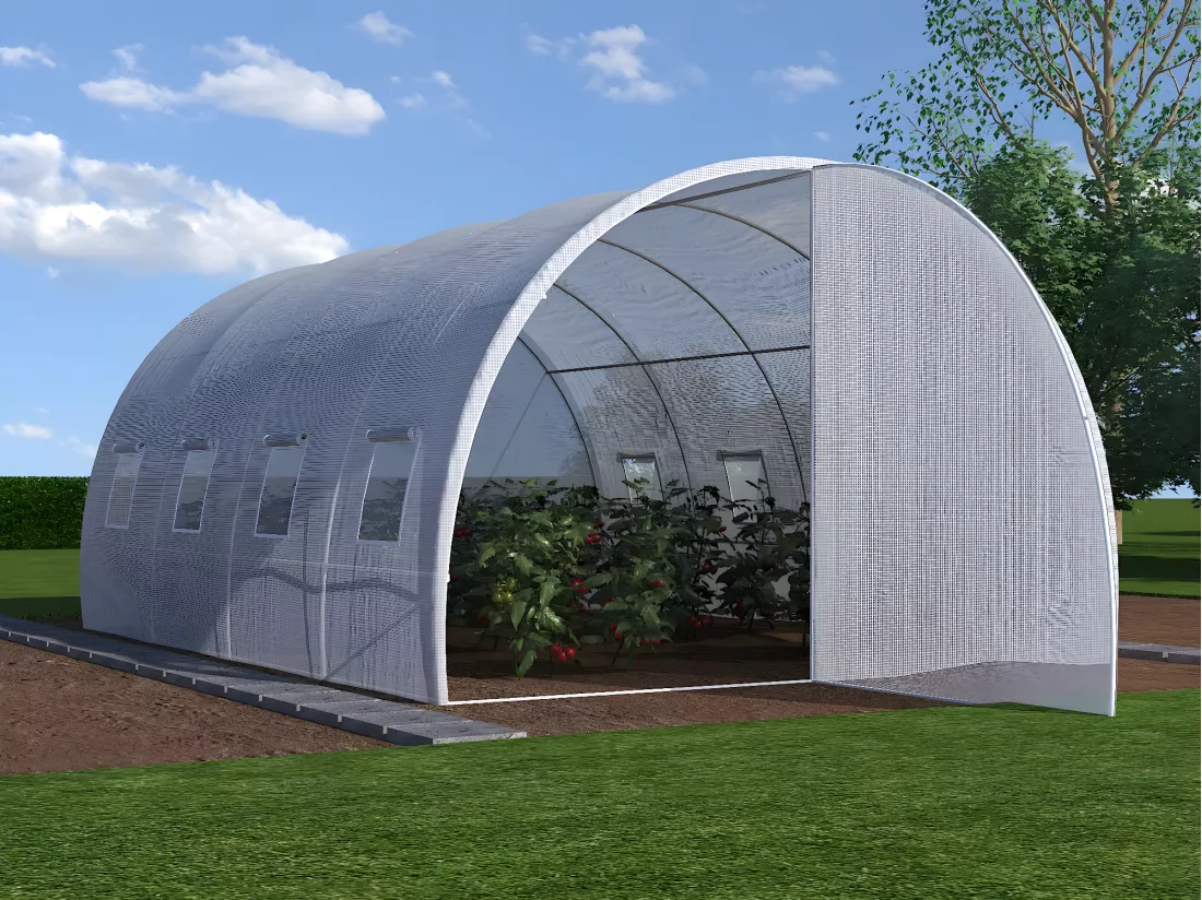 Couverture de rechange pour serre tunnel avec porte 12 m² - L300 x l400 x H200 cm - Blanc - ALOCASIA