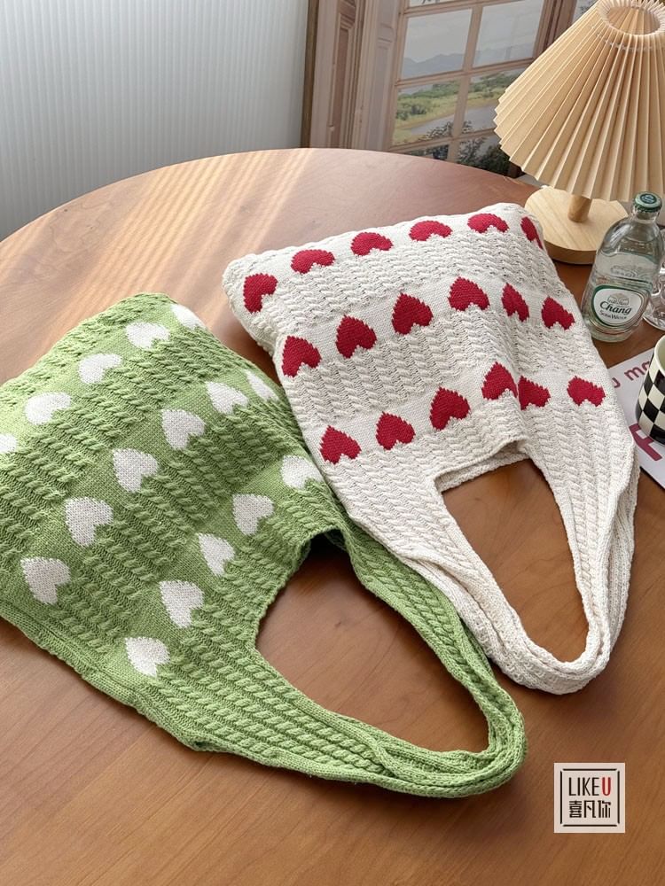 Basaran - Gebreide draagtas met hartprint