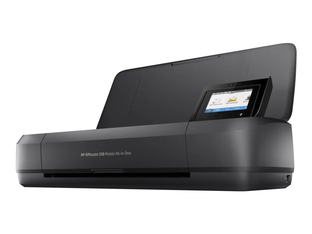 HP Officejet 250 Mobile All-in-One - Multifunktionsprinter - farve - blækprinter - Legal (216 x 356 mm) (original) - A4/Legal (medie) - op til 8 spm (kopiering) - op til 10 spm (udskriver) - 50 ark - USB 2.0, USB vært, Wi-Fi
