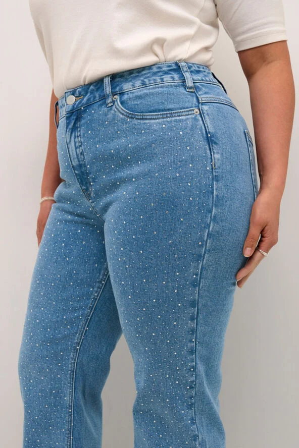 Kaffe Curve KCthura Embellish Jeans Medium blue denim