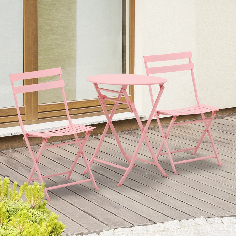 Outsunny Gartenmöbel-Set im kompaktem Design rosa
