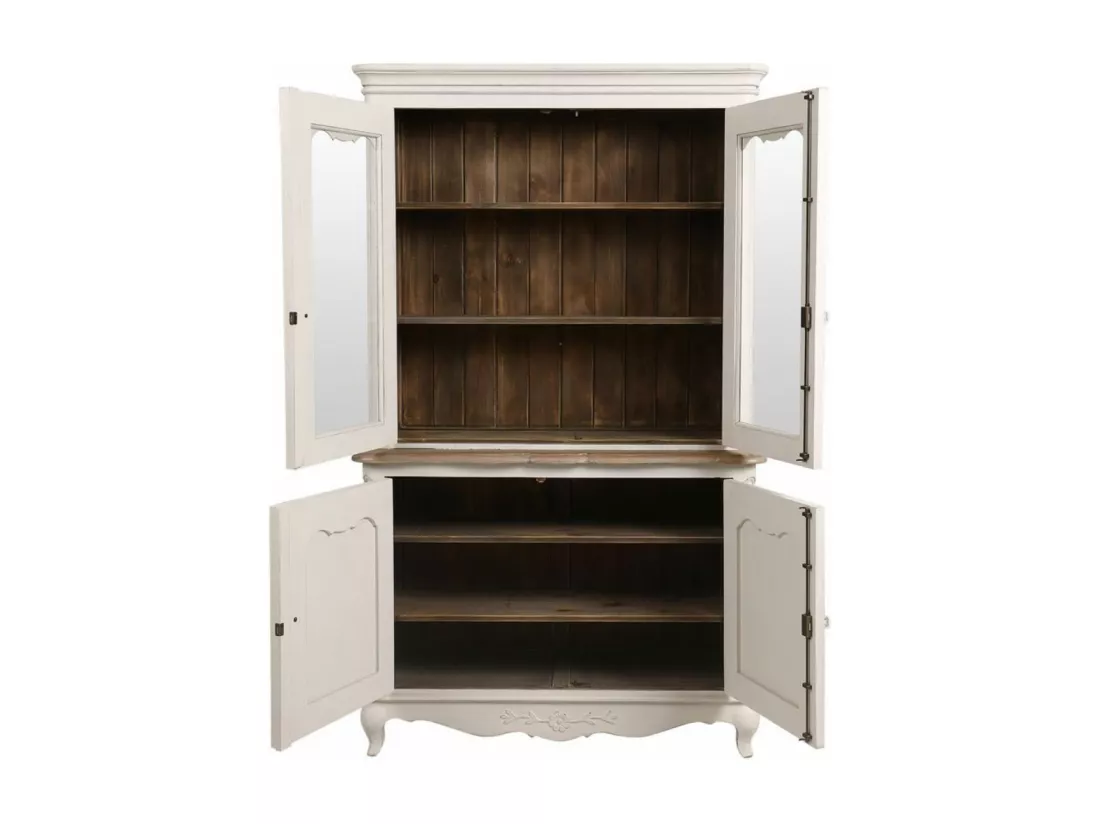 Buffet vaisselier 2 portes vitrées Bois Blanc - Château Interior's