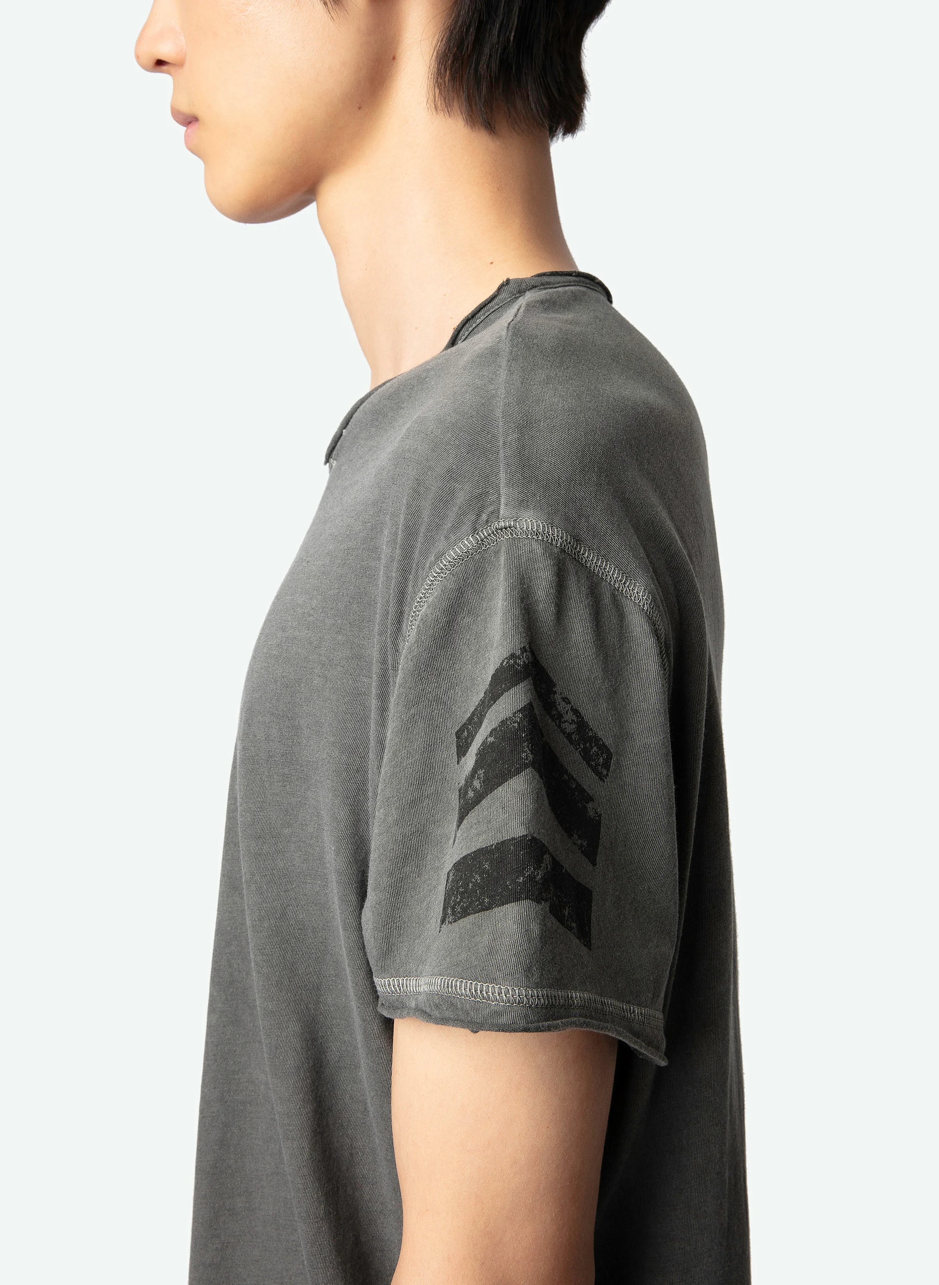 MONASTI - Tee-shirt col tunisien en coton | Gris