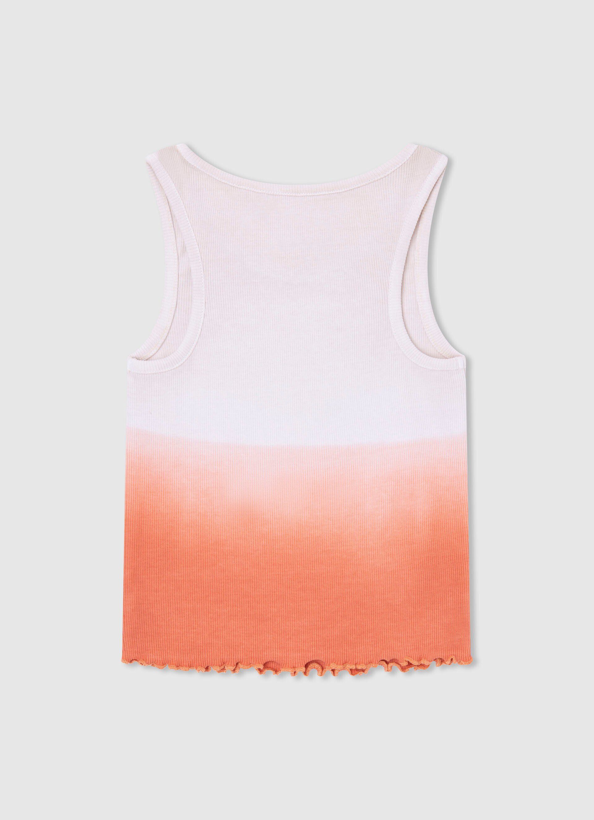 Camiseta sem mangas com blocos de cor - pêssego e laranja