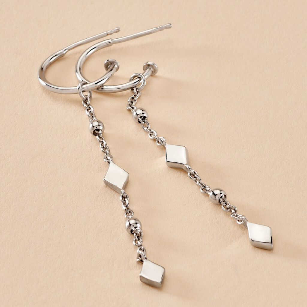 Créoles Fancy Argent Blanc