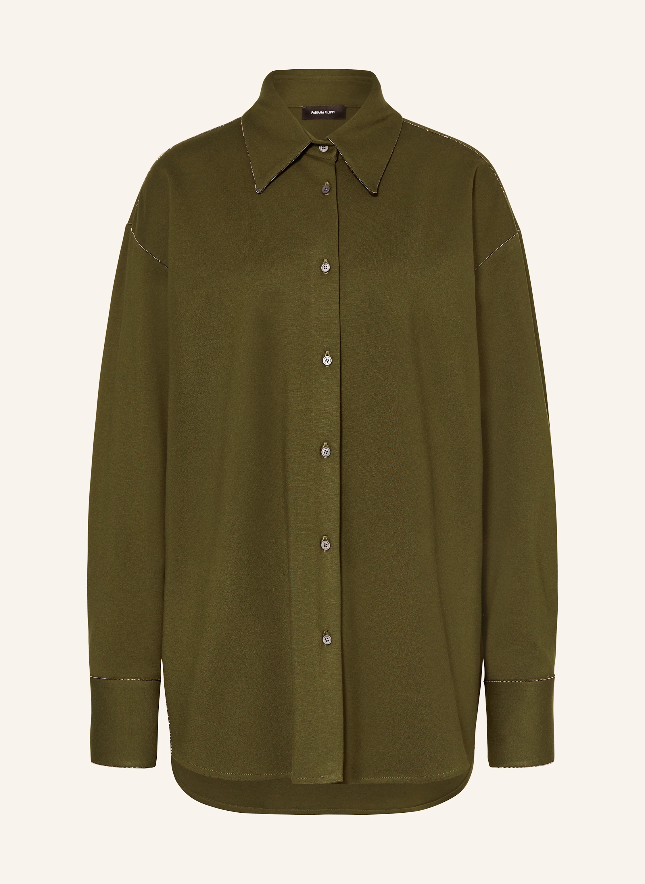 FABIANA FILIPPI Oversized-Hemdbluse aus Jersey mit Schmucksteinen