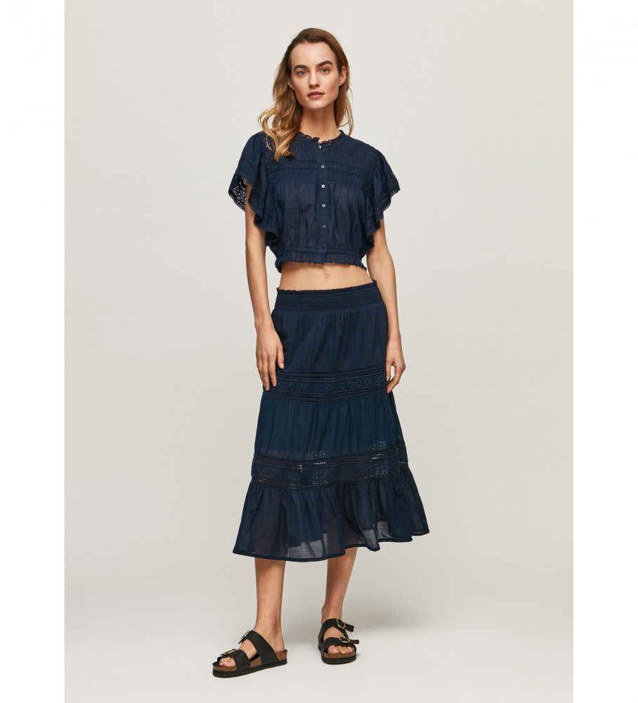 Saia Pepe Jeans Pelia Azul Marinho