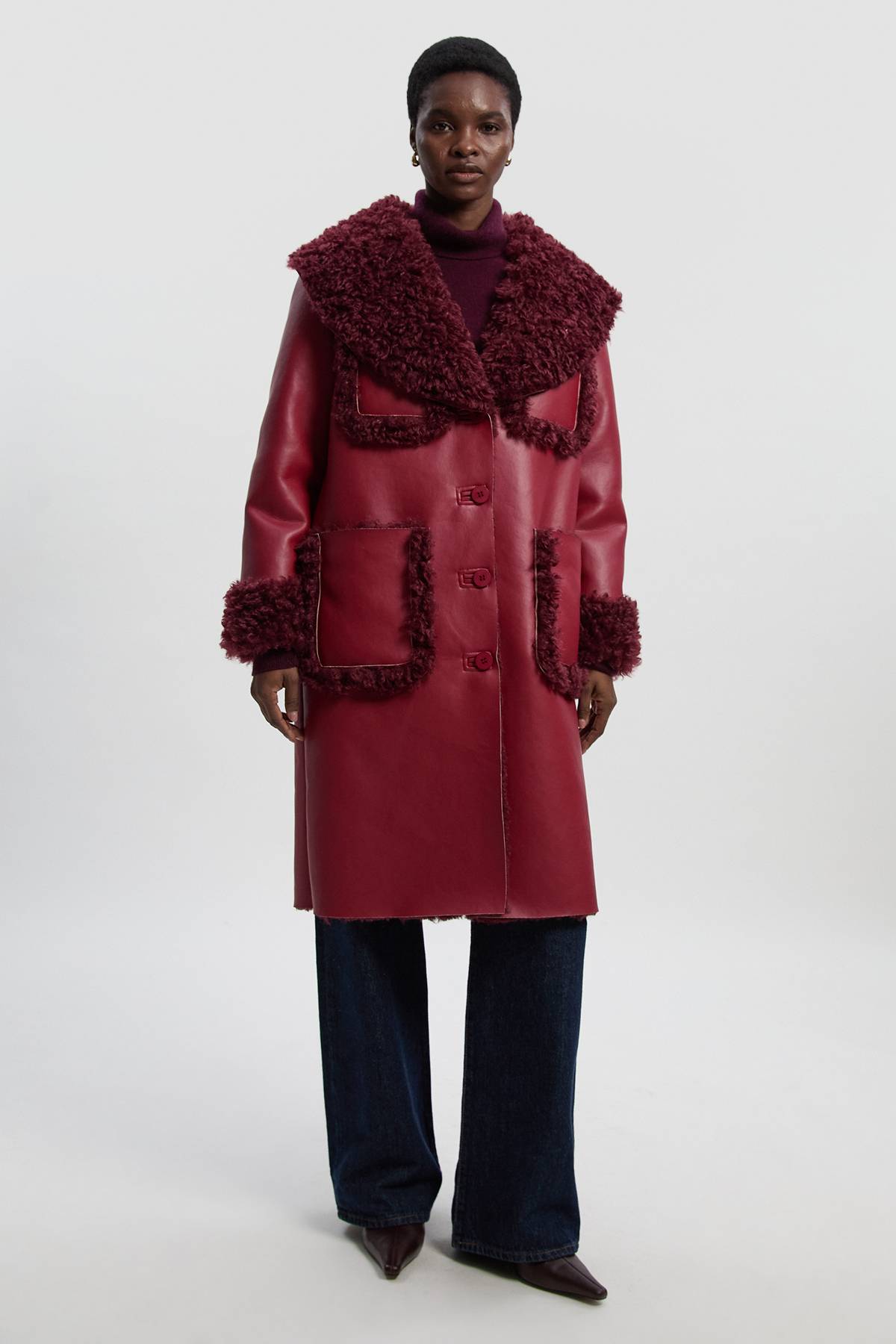 KarenMillen Manteau Mi-Long avec Détails de Poches en synthétique
