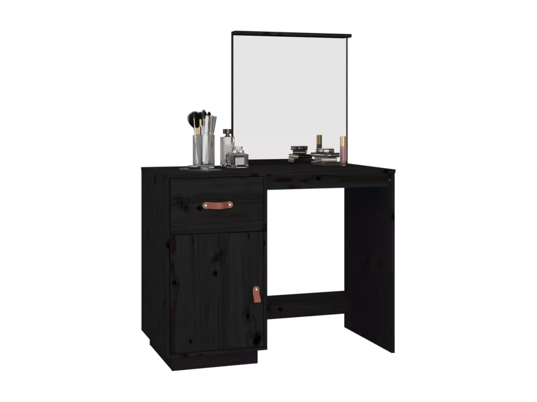 Coiffeuse Noir 95x50x134 cm Bois de pin massif