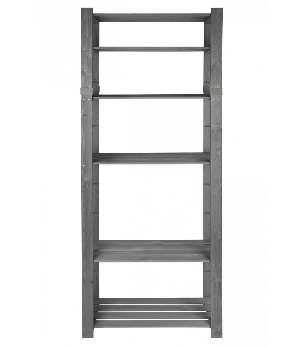 PROREGAL Pinepeak Houten Plank HxBxD 200 x 80 x 38 cm 6 Planken 1,2 cm Dik Dennenhout Grijs