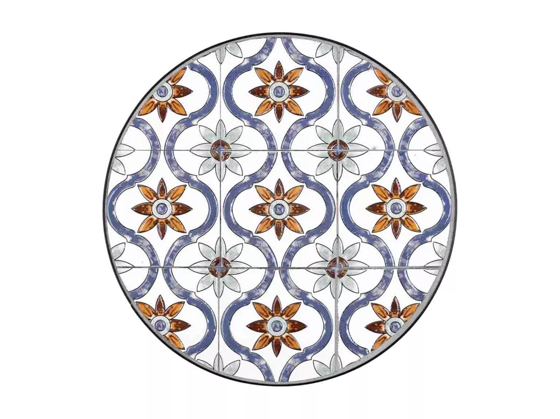 Ensemble de 3 pièces en mosaïque et supports en fer forgé noir D30x68h-D25x57h-D20x51h cm