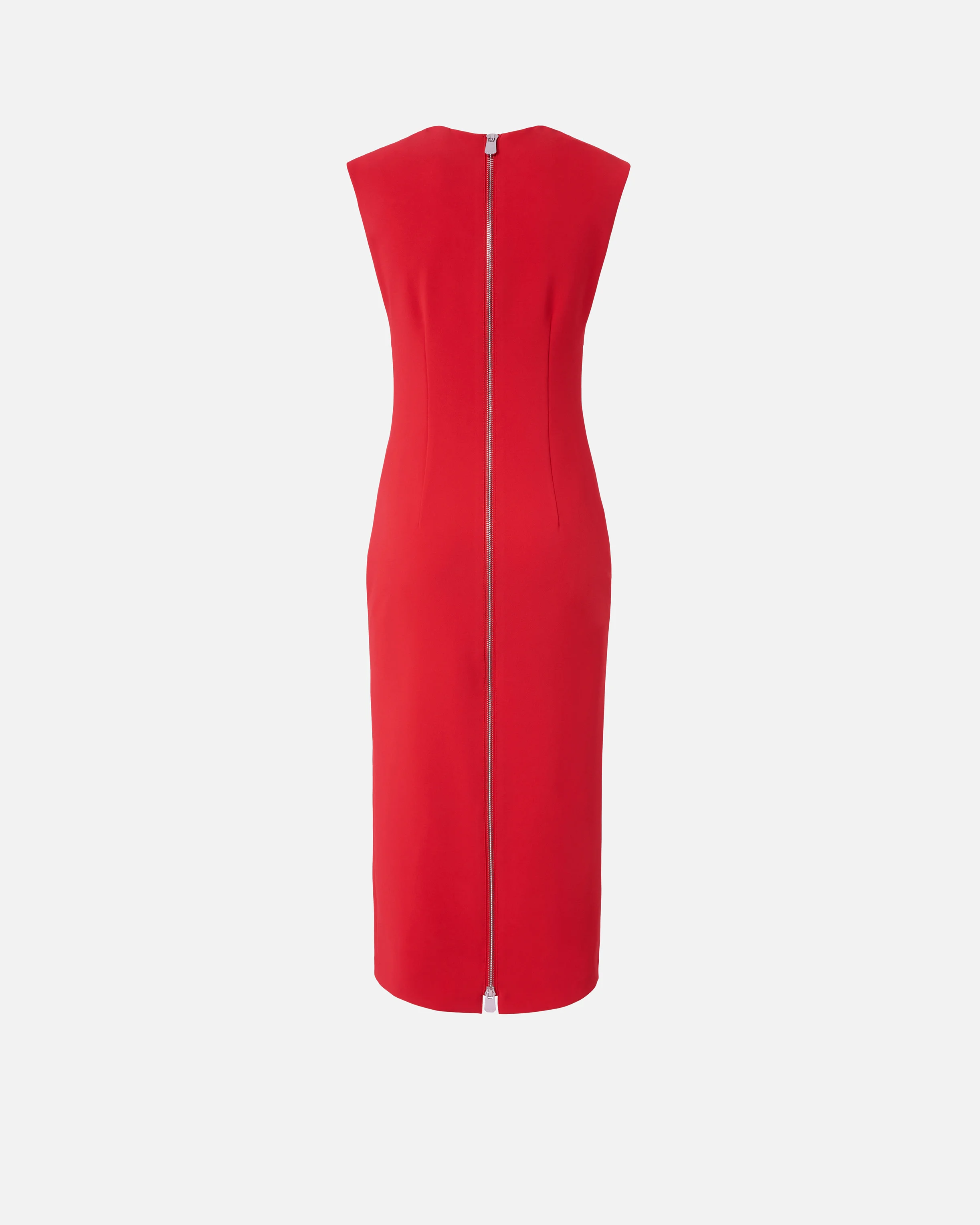 Robe midi en crêpe avec fermeture zippée | Rouge