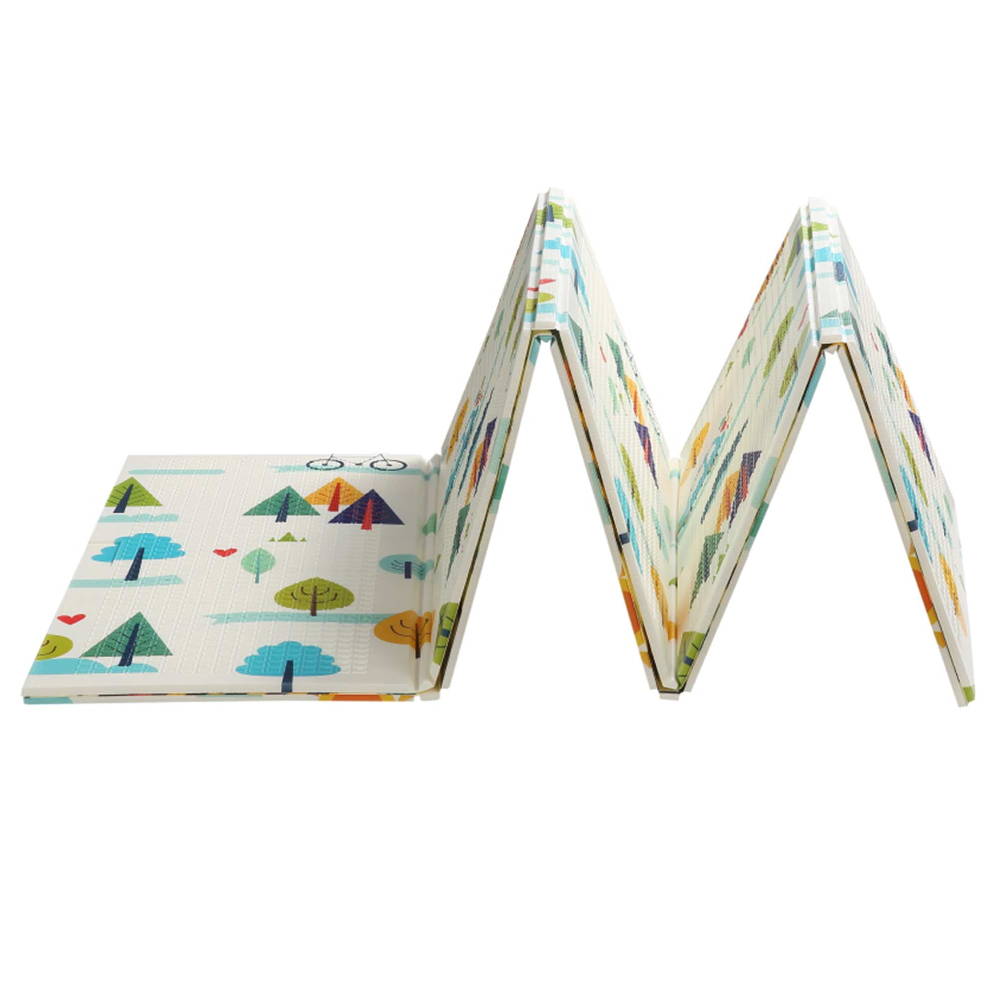 Baby Vivo Spielmatte / Spielteppich für Kinder doppelseitig mit Wald 200 x 180 cm - Bär