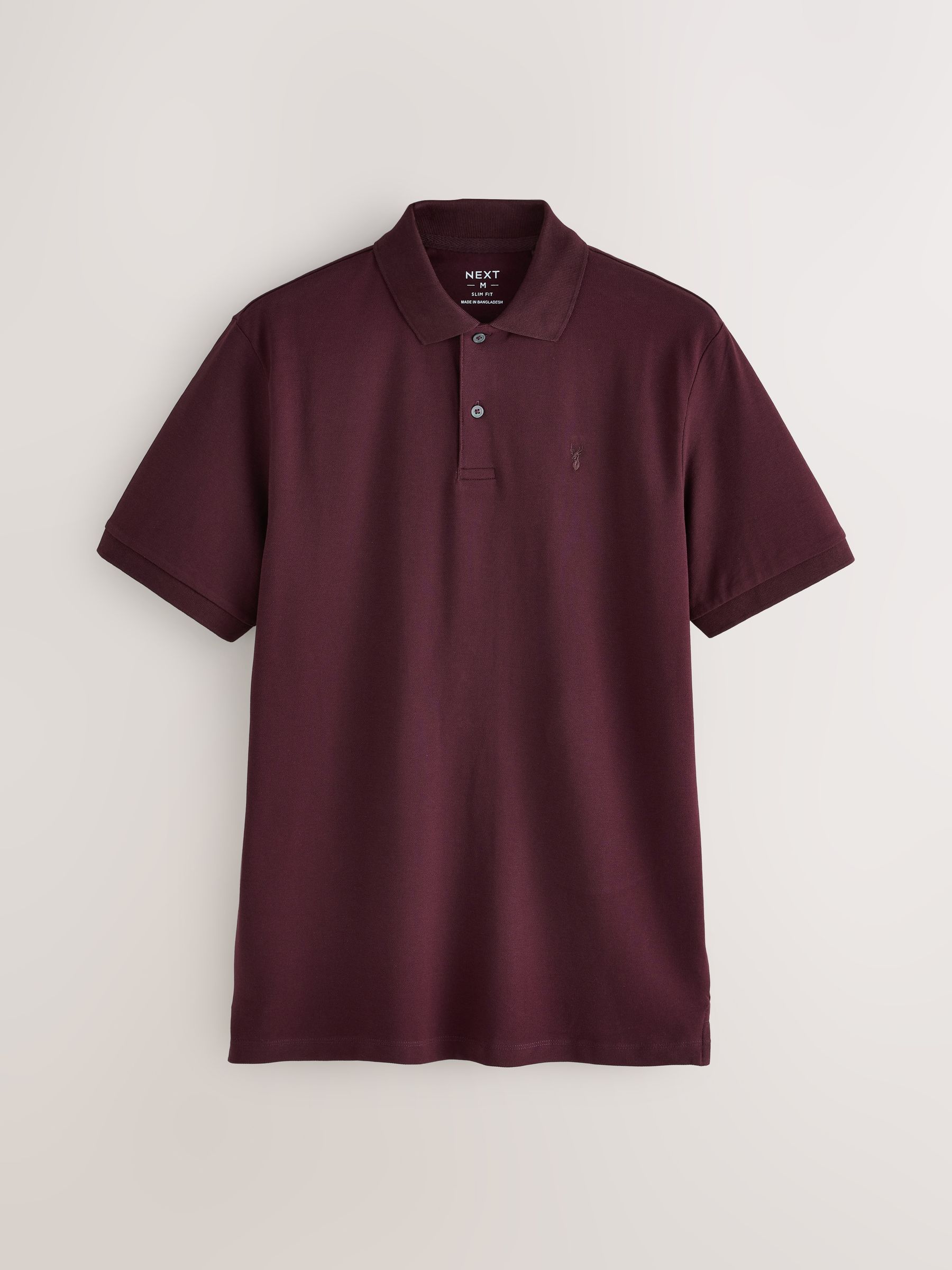 Bordeauxrood - Slim Fit - Long-Sleeve Pique Polo Shirt