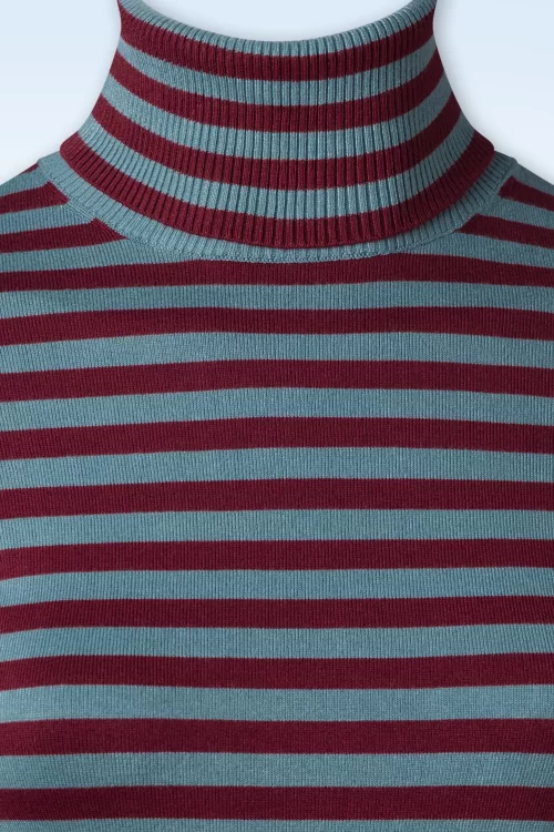 Zilch High Neck Two Tone top in bordeauxrood en blauw