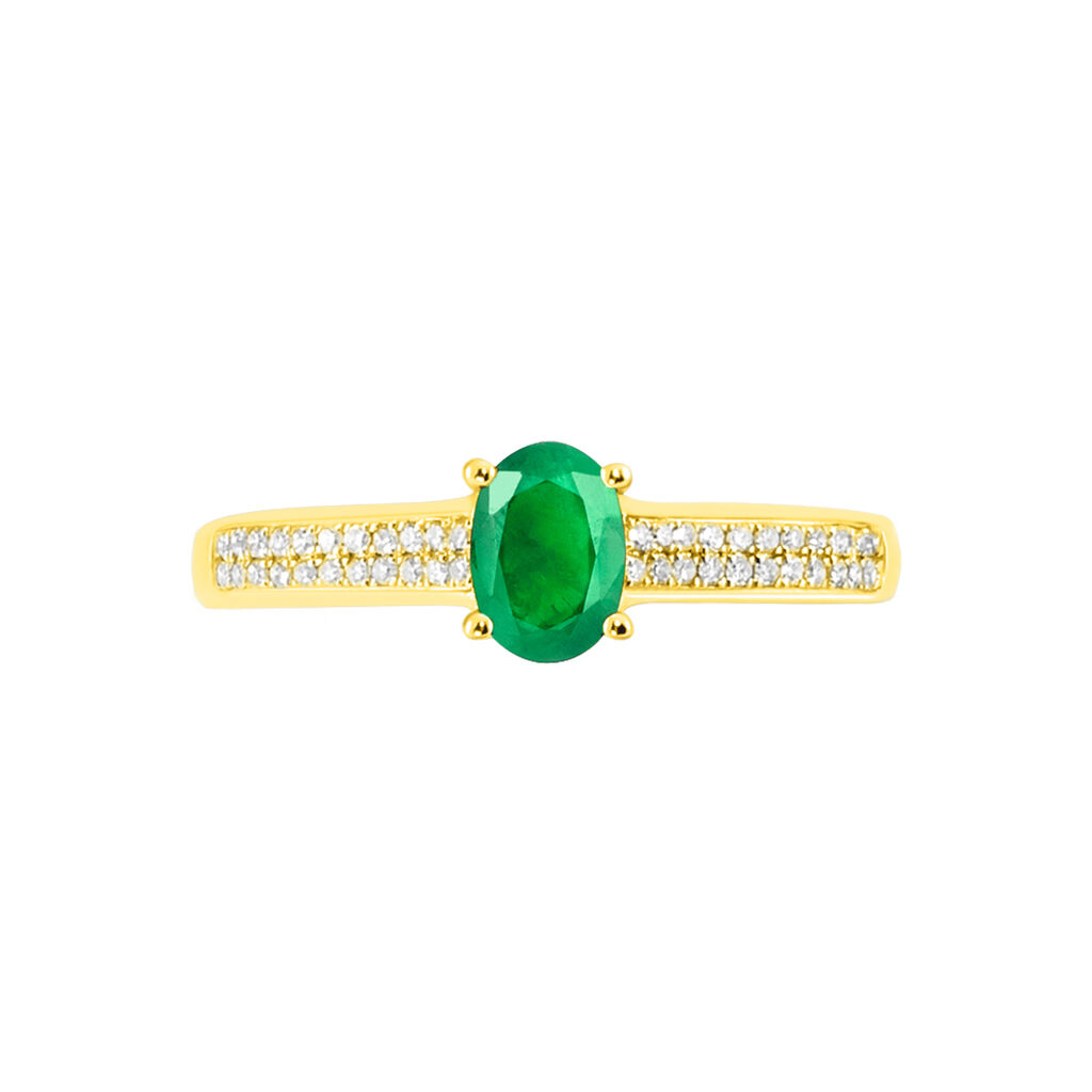 Bague Crista Or Jaune Emeraude Et Diamant