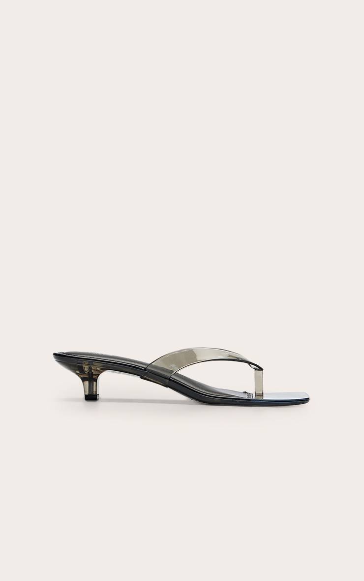 Noir Mules À Bride Orteil En Perspex Avec Petit Talon